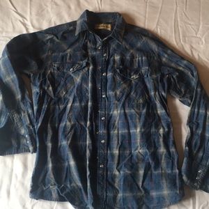 Men’s vintage flannel snap pearl buttons